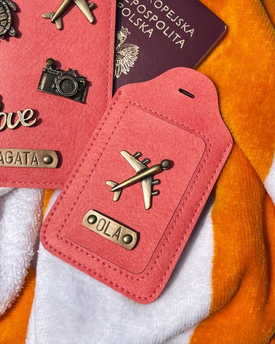 Identyfikator, zawieszka do bagażu personalizowana - Koralowy Print