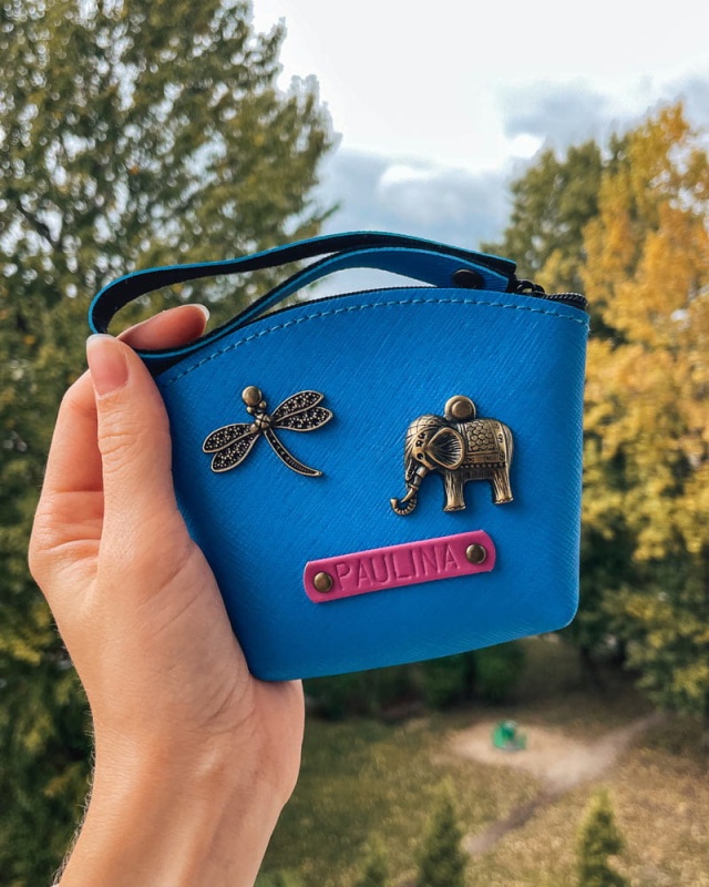 personalizowany portfel, personalizowana portmonetka z imieniem przypinkami