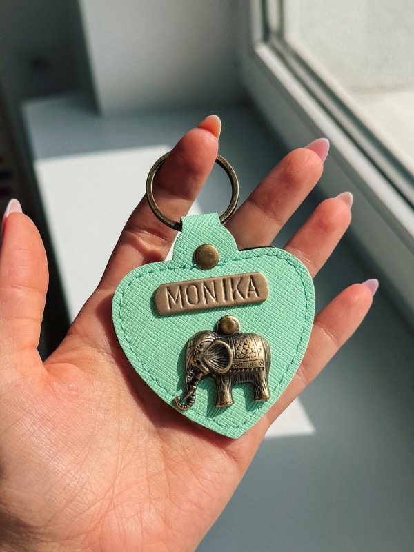 Personalizowany Brelok serce - Mięta