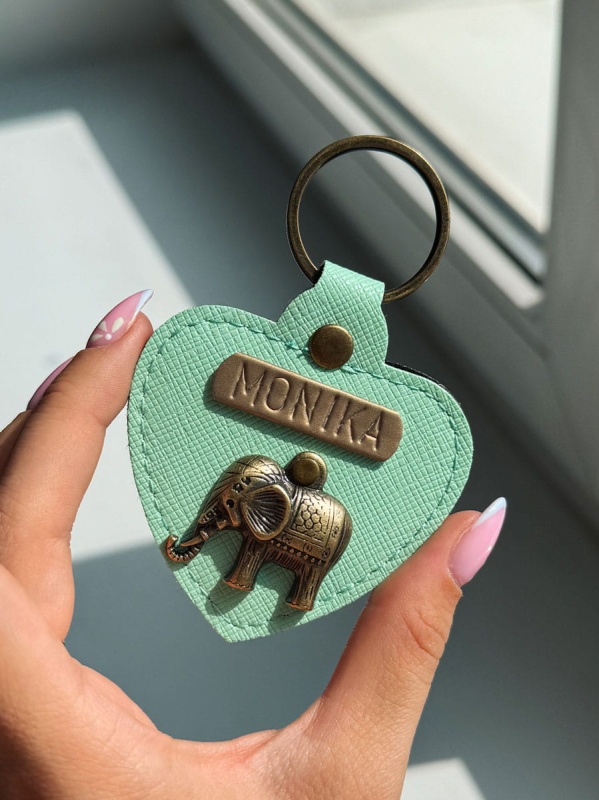 Personalizowany Brelok serce - Mięta