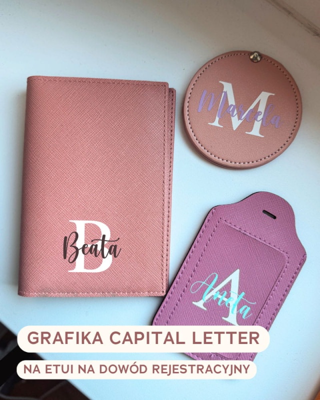 Personalizowane etui na dokumenty samochodowe - grafika Capital Letter